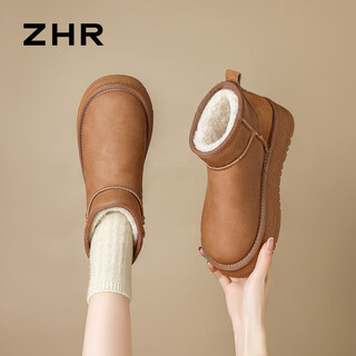 Zhr snow boots women's 2025 new winter northeast thickened warm women's boots thick-soled versatile short boots ab50 camel 37