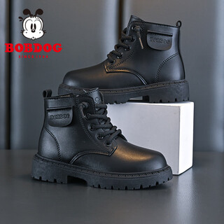 Babu dou children's shoes winter versatile plus velvet children's boots girls martin boots 112545127 black 34