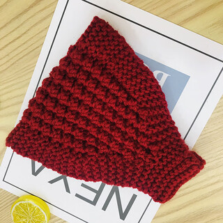 Xianglaner autumn and winter thickened warm wool hairband hood knitted wide-brimmed hood to cover white hair and ear protection hollow hat headband red