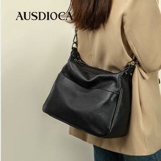 Aodijia genuine leather bag for women 2025 new fashion large-capacity first-layer cowhide single shoulder large bag mother bag ladies crossbody bag black
