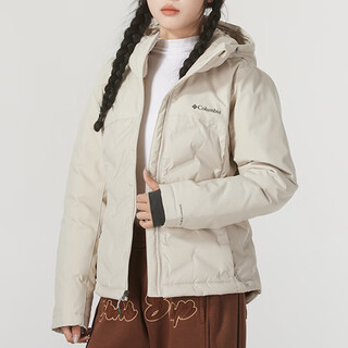 Columbia down jacket women's 25 autumn and winter outdoor golden dot thermal warm 650 puff water repellent down jacket off-white l