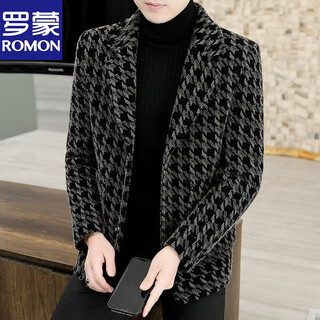 Romon 2025 autumn and winter men's woolen coat jacket short gold mink velvet suit collar thickened woolen jacket men gray 3xl