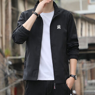 Wbwu light luxury brand jacket jacket men's casual trendy stand-up collar spring and autumn trendy high-end velvet joint top y jacket black-spring and autumn regular xl (recommended 130-150jin jin equals 0.5 kg)