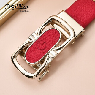 Goldlion 2025 new belt women's cowhide temperament valentine's day belt fashion versatile simple women's belt red 105cm