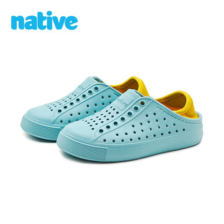 Native children's crocs jeffery series outdoor beach sandals lightweight breathable sports shoes slippers baotou children's shoes tanzanite blue|orange size 24