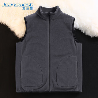 Jeanswest vest men's winter plus velvet thickened double-sided polar fleece warm loose casual vest men's and women's same style fleece vest