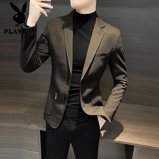 Playboy waffle small suit men's jacket 2025 new handsome high-end single suit slim business casual men's suit brown 2xl recommended 150jin jin is equal to within 0.5 kg
