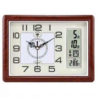 Polaris (polaris) seat-mounted dual-purpose quartz clock modern simple bedroom wall-mounted quartz clock living room home desktop clock with calendar temperature wood grain calendar 30*22 cm