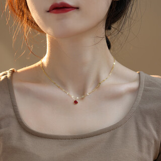 Yican light luxury golden red agate necklace for women 2025 new hot style simple temperament high-end necklace exquisite clavicle chain red agate necklace
