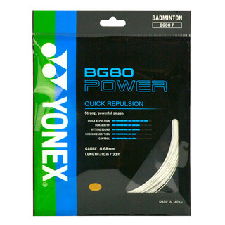 YONEX尤尼克斯专业羽毛球线球拍线耐打型高弹力控制线 BG80P 白色 进攻型