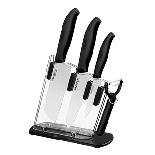 Mycera five-piece ceramic knife set, large kitchen knife, slicing knife, watermelon knife, peeler (black) te04b