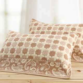 Hazun shanghai old-fashioned jacquard pillow towel cotton pair pure cotton sweat-absorbent towel gauze pillow towel single student adult cross pattern camel pillow towel pair