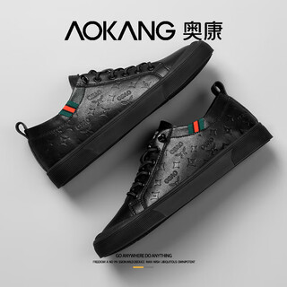 Aokang men's shoes winter 2025 new men's business casual shoes soft sole lightweight winter black sneakers lazy one-piece black single layer 40