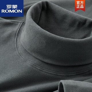 Romon turtleneck german velvet bottoming shirt for men, long-sleeved double-sided velvet brushed inner t-shirt, warm and slim autumn and winter top, dark gray (high collar) 2xl 146-160jin jin is equal to 0.5 kg