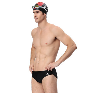 英发(YINGFA)三角泳裤男专业竞速型男士游泳裤仿鲨鱼皮成人儿童竞技泳衣男 黑色 2XL(腰围76-82厘米)