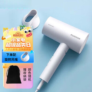 Flyco portable hair dryer negative ion household high power deep hair hair dryer quick drying foldable birthday gift for girlfriend fh6276 milky white + storage bag