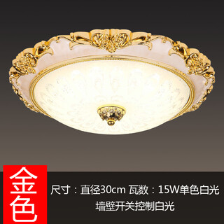 别墅大门口灯户外吸顶灯自建房大门口顶灯大门上的门灯LED欧式卧室灯简约现代客厅灯走廊过道灯阳台灯具 金30cm｜白光｜15w