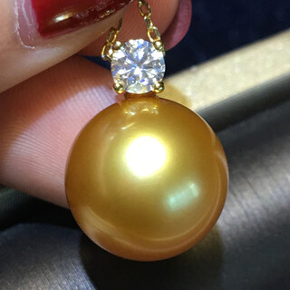 Mohs australian white south sea pearl pendant 18k gold 30 cents large diamond perfect round extremely bright seawater gold bead pendant black pearl south sea gold bead pendant 12-13mm