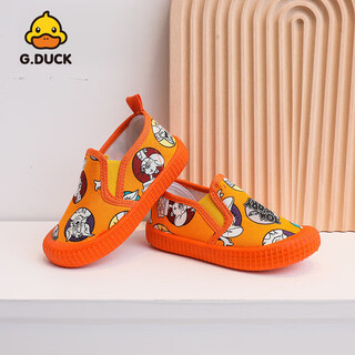 G.duck little yellow duck children's dance canvas shoes children's kindergarten indoor shoes boys and girls slip-on elastic gymnastics white shoes f88 orange 30 inner length approximately 18.8cm