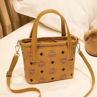 Cute and cute fashion small bag 2025 japanese and korean new women's bag shoulder crossbody handbag complex bucket bag printed mobile phone bag brown