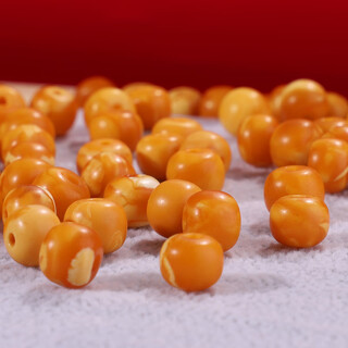 Caihe natural old wax old-type loose beads single bead russian material full of honey chicken fat yellow bracelet with bead single accessories beeswax old-type bead 9mm single
