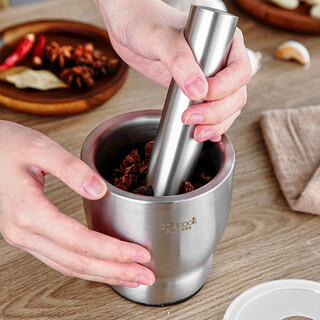 Onlycook garlic masher 304 stainless steel garlic mortar household mashing jar mashing medicine mortar stone mortar pounding mortar grinding mortar jar small/single