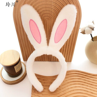 Lingchuan little rabbit rabbit ears hairpin hairpin hairpin women's headdress white cute children's plush headband 1_short-haired white rabbit headband