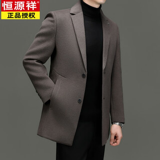 Hengyuanxiang (hyx) high-end wool suit men's down gallbladder thickened woolen coat mid-length coat suit collar woolen large size single suit camel 190/3xl