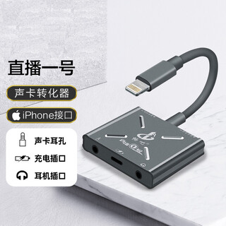 Changba live no. 1 gray apple version mobile phone otg transmission converter mobile phone live broadcast with microphone singing recording internal and external sound card speaker adapter lightning interface