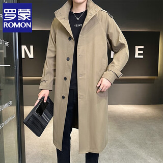 Romon khaki windbreaker jacket for men in autumn and winter mid-length early autumn thin loose casual stand-up collar crusu civilian coat khaki l recommended 160jin jin equal to within 0.5 kg