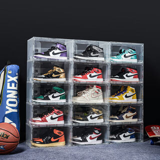 Aj shoe box sneakers anti-oxidation shoe cabinet transparent shoe storage plastic storage box imitation acrylic internet celebrity shoe wall fully transparent 80 purchase pack 2 enlarged and thickened