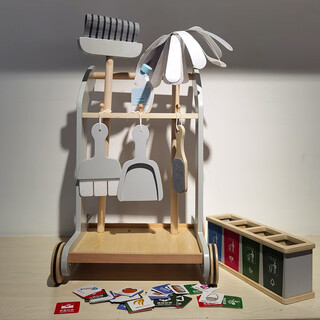 承琉儿童仿真清洁推车打扫地过家家套装3男女孩2-6岁垃圾分类益智玩具 Bbb多功能清洁垃圾分类推车