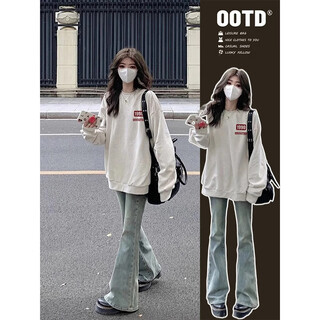 Luyal white gray retro lazy style sweatshirt for women autumn new korean design top clothes small loose jacket white gray regular m recommended 80jin jin equals 0.5kg to 110jin jin equals 0.5kg