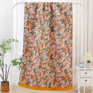 80*160 cm gauze bath towel, pure cotton, thickened and enlarged, beach sports wrap, travel nap blanket, colorful flowers 80*160