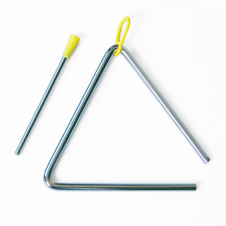 网童奇贝幼儿园奥尔夫打击乐器三角铁响板儿童音乐教具沙锤铃鼓双响筒碰铃 三角铁6寸边长15cm