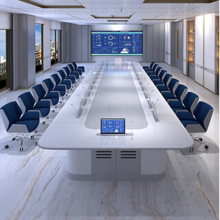 Technological sense of paint large paperless smart conference table long table simple modern lifting screen paint table white 6*1.8 meters