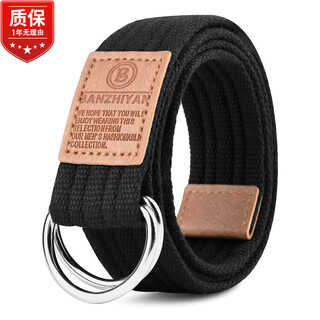 Half cigarette canvas belt men's belt double ring buckle women's trouser belt trendy korean style work clothes young students outdoor military training gifts