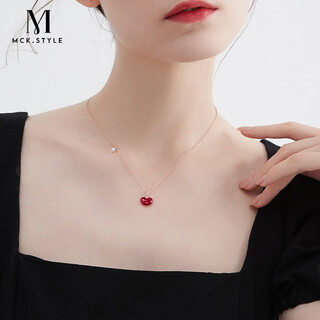 Mck red acacia bean necklace women's 925 silver necklace rose gold clavicle chain girlfriend chinese valentine's day gift