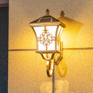 品业太阳能壁灯户外防水庭院灯围墙大门别墅花园大门口外墙室外灯 太阳能两用款古铜色