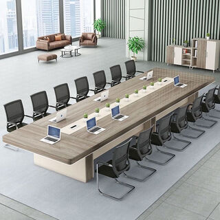 Large conference table long table simple modern rectangular office negotiation table training table conference room table and chair combination 2.0*1.0 thickened conference table