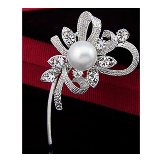Quamer micro-encrusted rhinestone pearl brooch, clothing boutique lapel pin, wedding banquet dress accessories