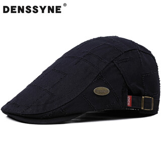 Desina beret men's retro old-time forward hat all-match outdoor travel fashion holed hat peaked cap black one size adjustable (55-60cm)