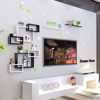 City password wall hanging cabinet tv background wall decoration wall bookshelf partition bedroom living room punch-free wall shelf c30-package h