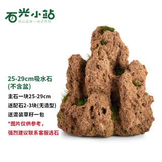 Shiguang station absorbent stone natural stone bonsai fish tank courtyard large fish pond landscaping absorbent stone original stone upper water stone bonsai 25-29cm absorbent stone does not include basin