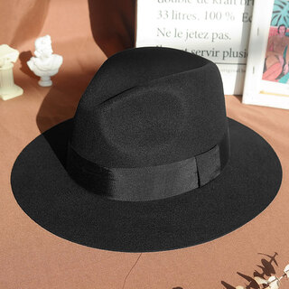 King of hundred hats stereotyped high-end fine pure wool woolen felt gentleman hat middle-aged and elderly hats british hats for men and women black 100% fine wool adjustable l (58-59)cm