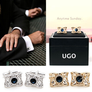 Ugo conti overseas original platinum gold-plated bird's nest diamond cufflinks french shirt sleeve nails private custom gift packaging gold cufflinks_(gift box)