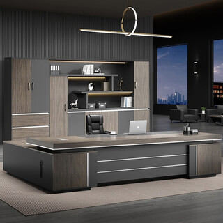 Gezhimu black gold boss desk simple modern president desk combination new chinese style manager light luxury executive desk furniture 1.6m boss desk single side cabinet