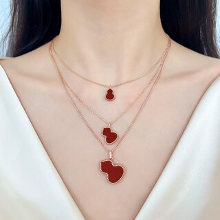 18k gold red agate gourd pendant color gold rose gold gold pendant clavicle chain set chain birthday gift for girls 18k gold gold color (single pendant) medium gourd (red agate)