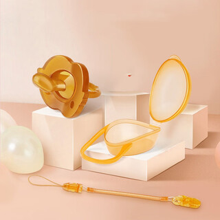 Yoshida hisamori transparent pacifier round head flat head baby silicone bite-resistant baby super soft sleeping type sucking stick 1 pack night use - flat head type nano silver style