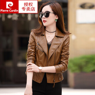Pierre cardin haining genuine leather jacket women small 2023 new spring and autumn sheepskin short women's leather jacket